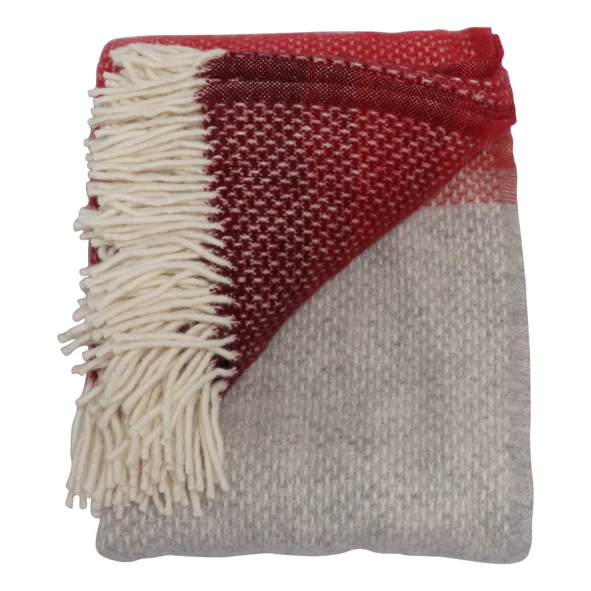 Tweedmill Ombre Wool Throw Raspberry/Grey - Image 4
