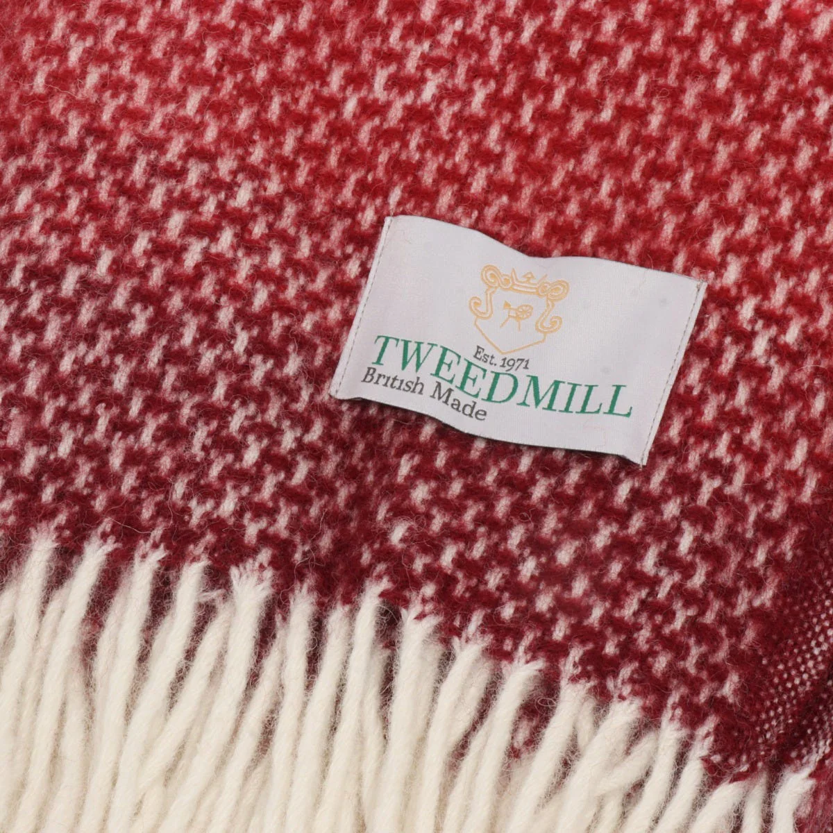 Tweedmill Ombre Wool Throw Raspberry/Grey - Image 5