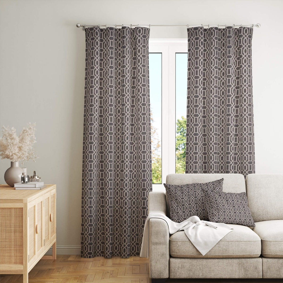 Utopia Trellis Umber Upholstery Fabric - Image 3