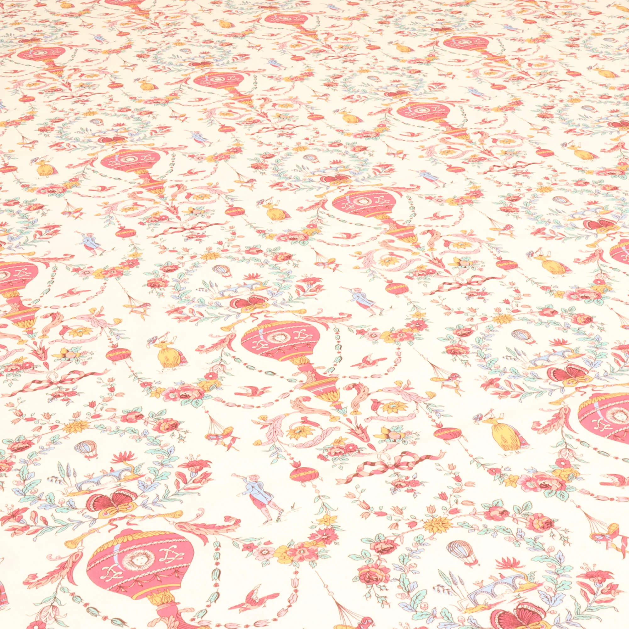 Village Parade Toile Pink On Ivory Double Width Fabric - Image 4