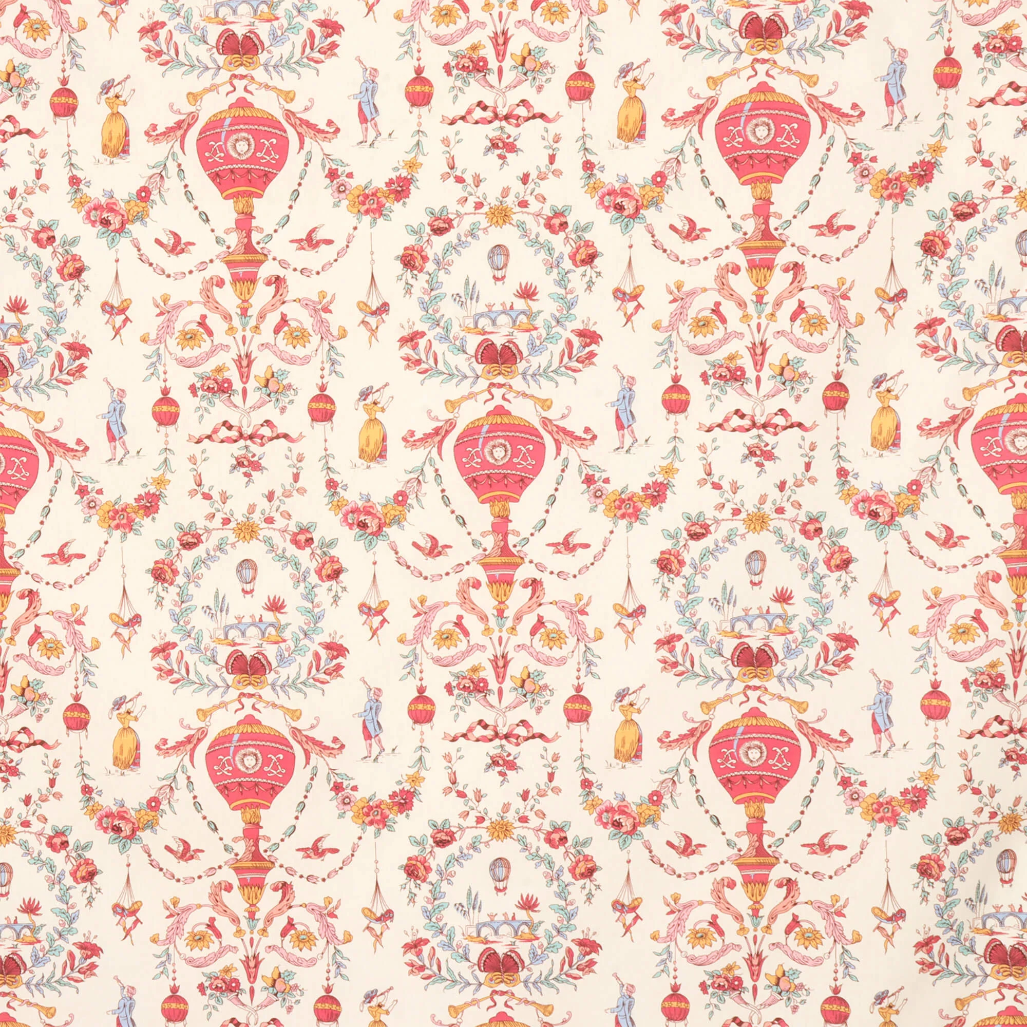 Village Parade Toile Pink On Ivory Double Width Fabric - Image 7