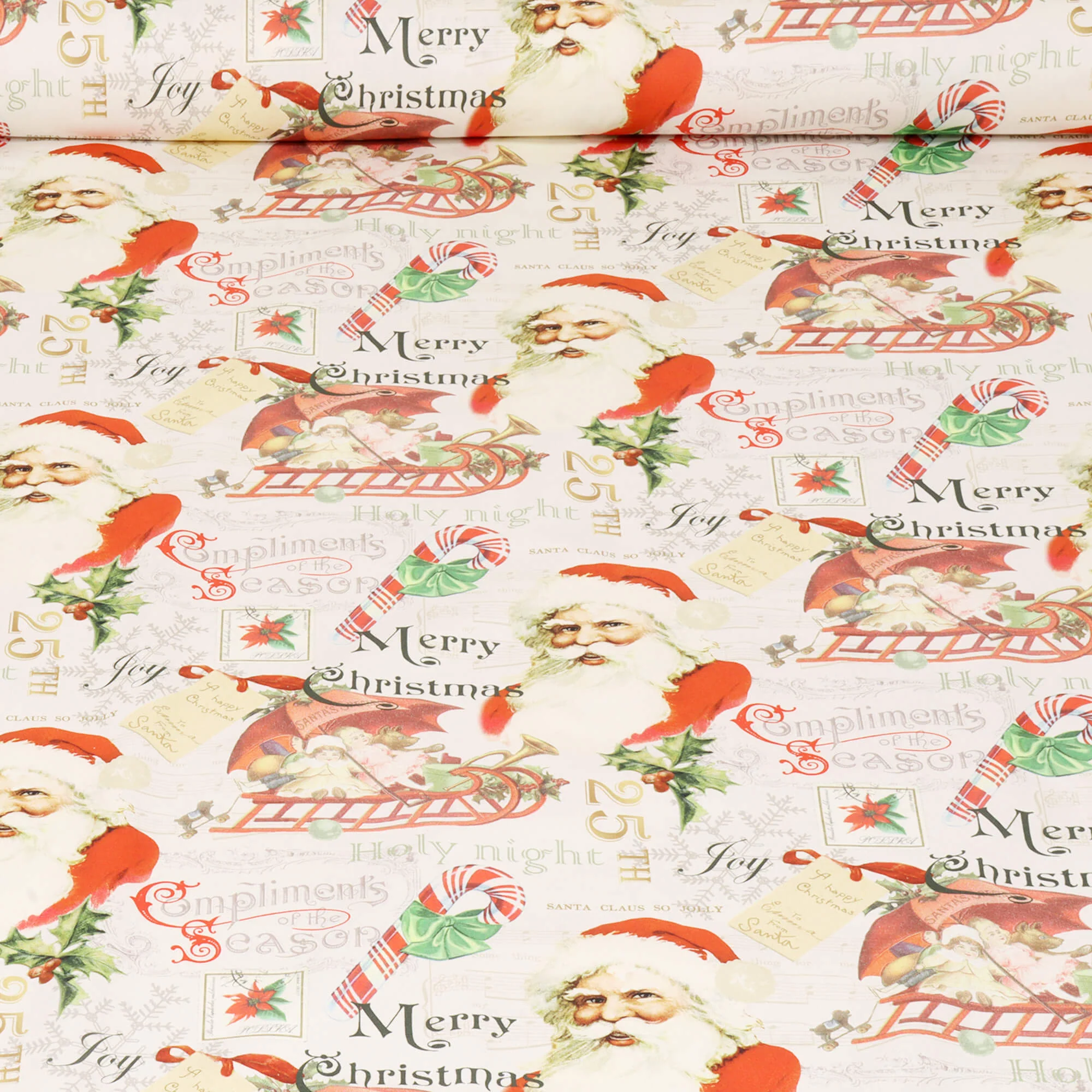 Vintage Santa Claus Natural Fabric - Image 2