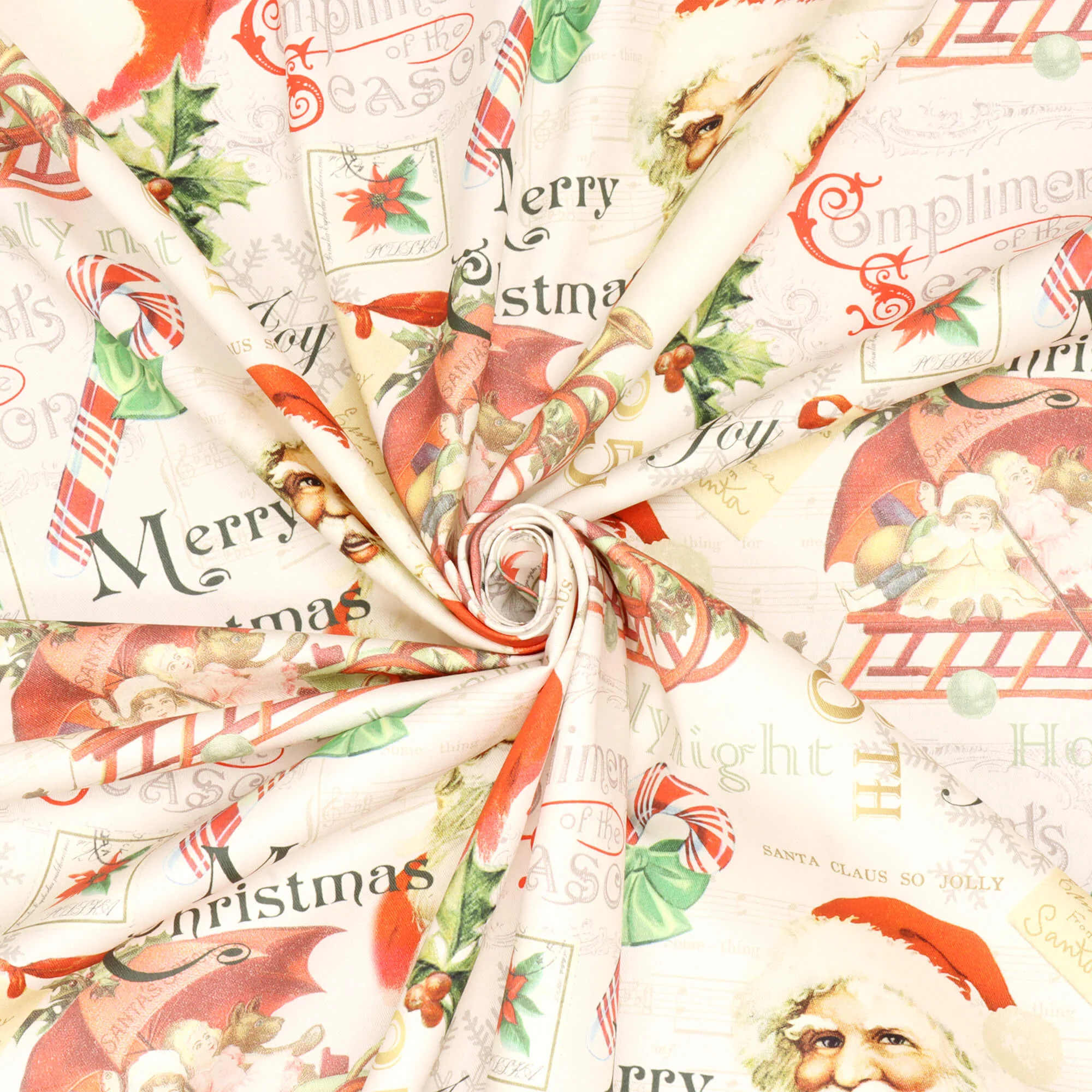 Vintage Santa Claus Natural Fabric - Image 3