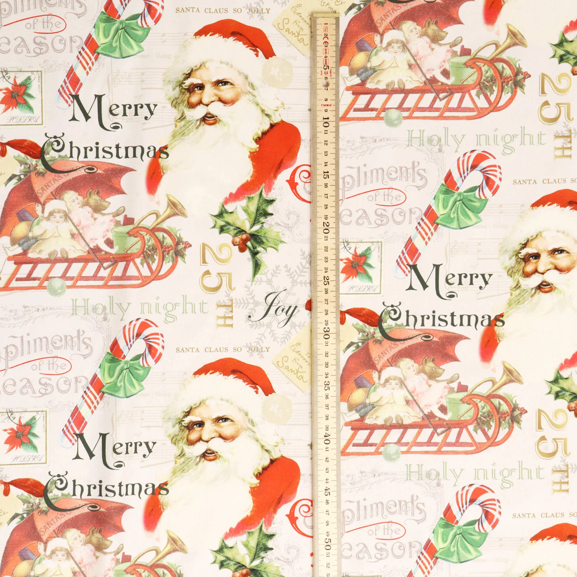Vintage Santa Claus Natural Fabric - Image 5