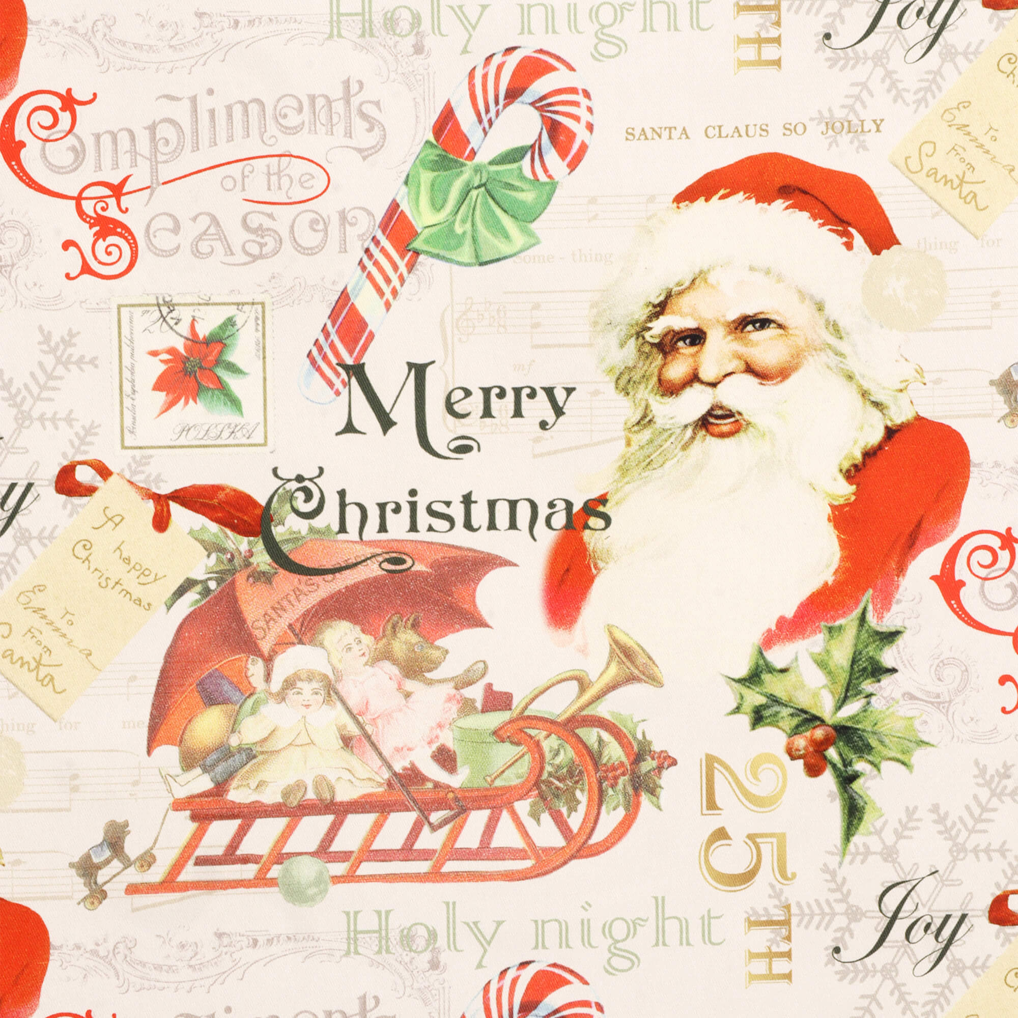 Vintage Santa Claus Natural Fabric - Image 6