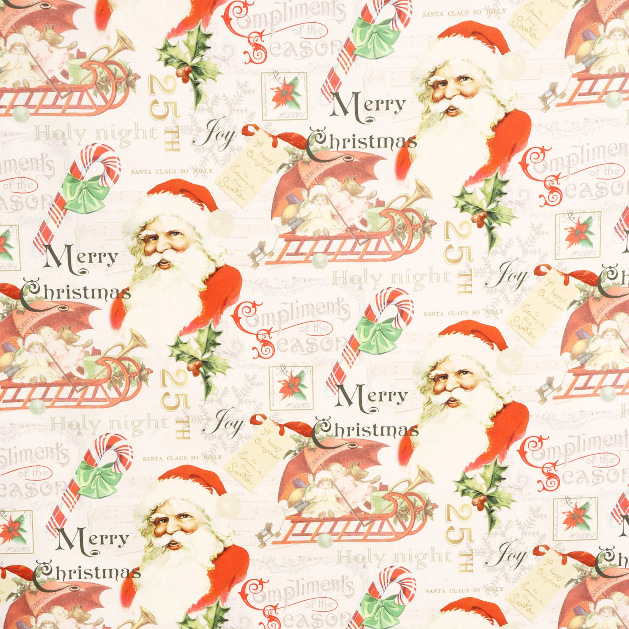 Vintage Santa Claus Natural Fabric - Image 7