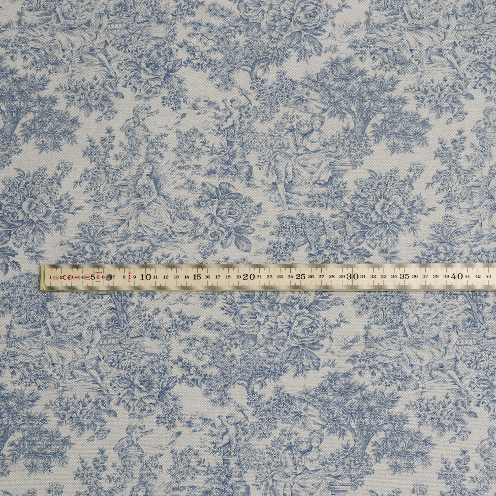 Vintage Toile Blue Double Width Fabric - Image 5