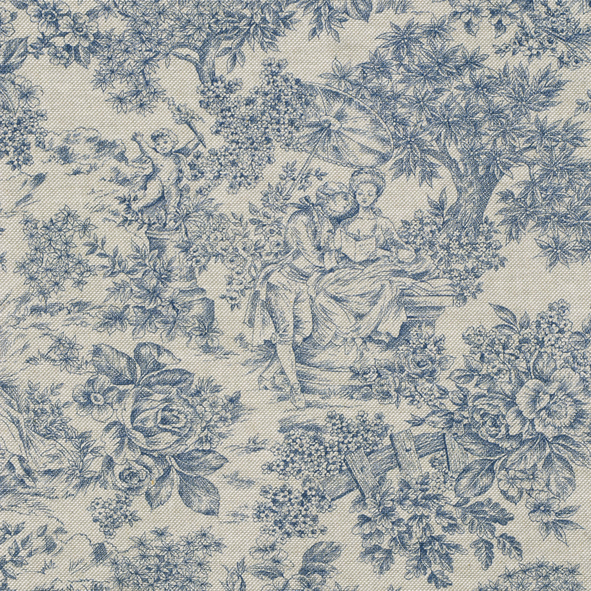Vintage Toile Blue Double Width Fabric - Image 6