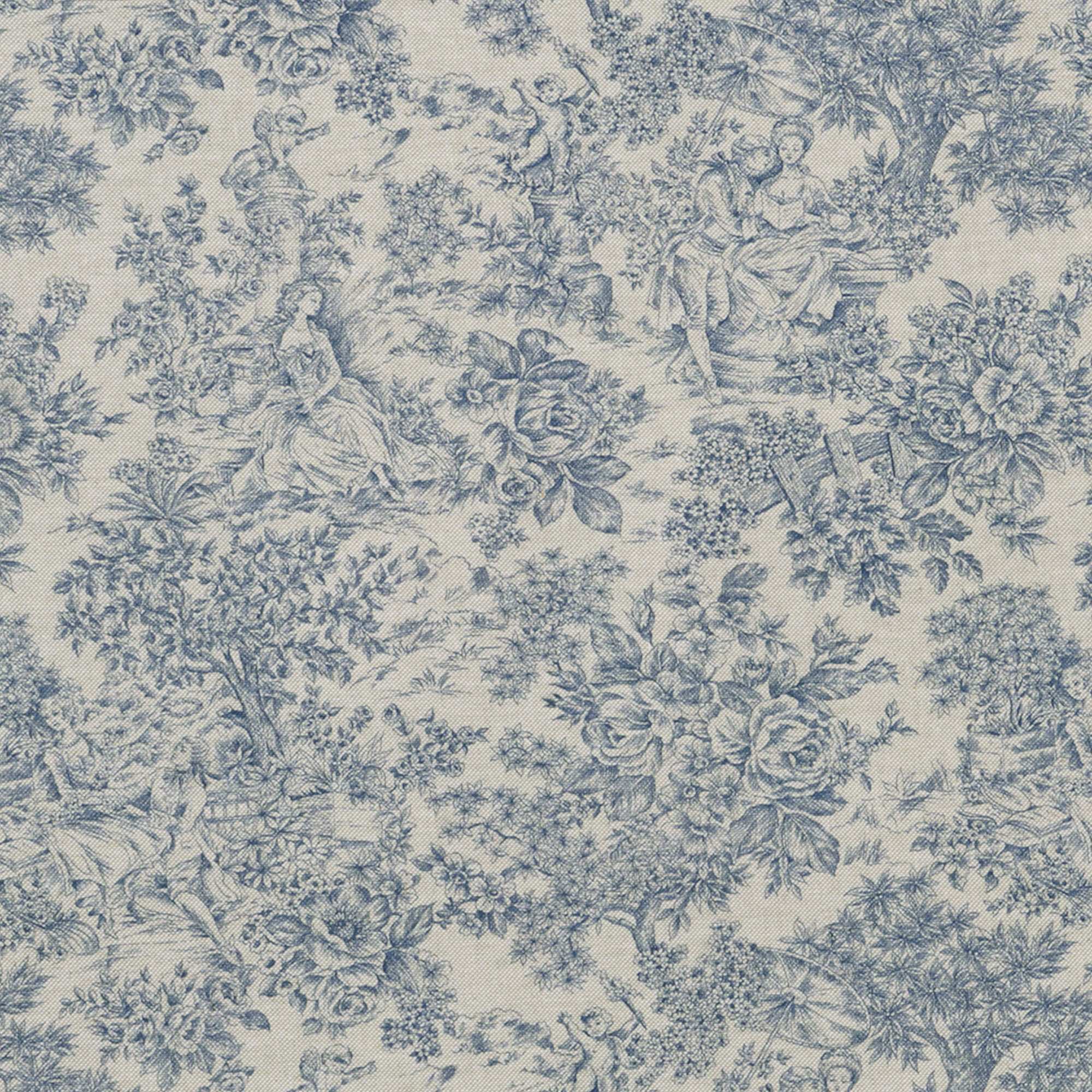 Vintage Toile Blue Double Width Fabric - Image 7