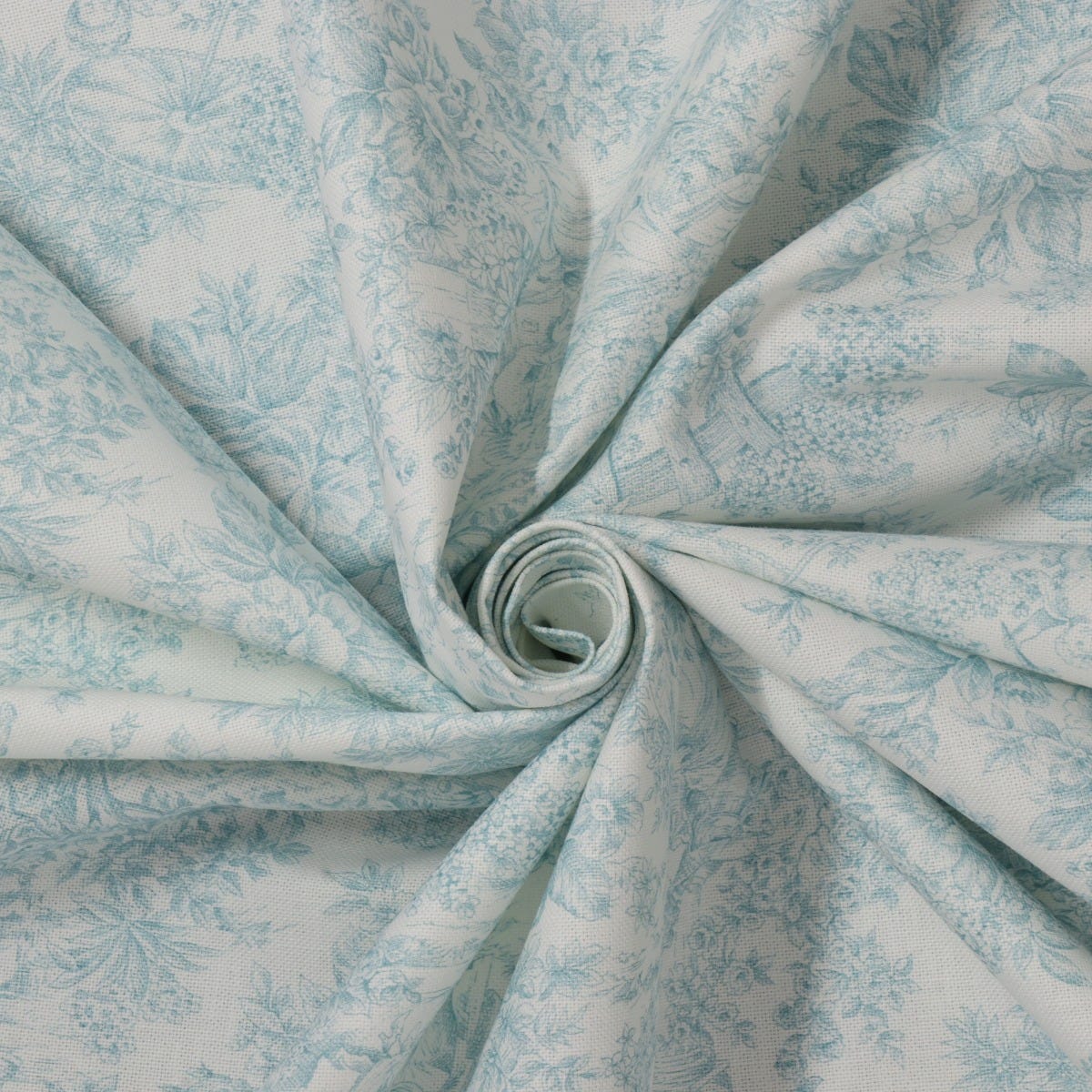 Vintage Toile Teal On White 140cm - Image 3