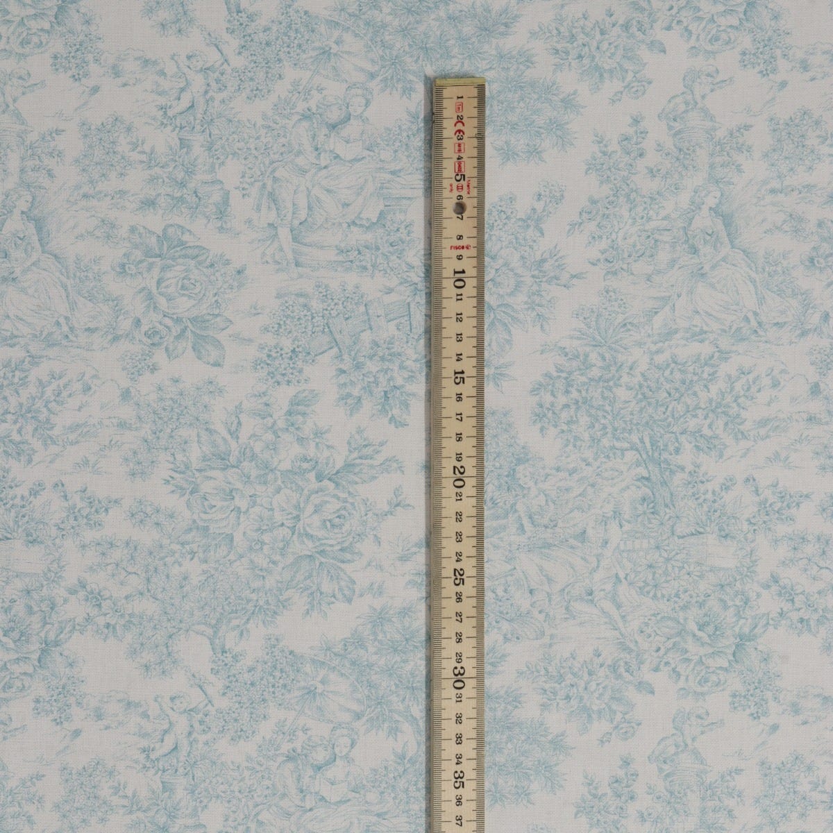 Vintage Toile Teal On White 140cm - Image 5
