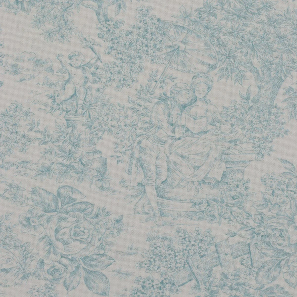 Vintage Toile Teal On White 140cm - Image 6