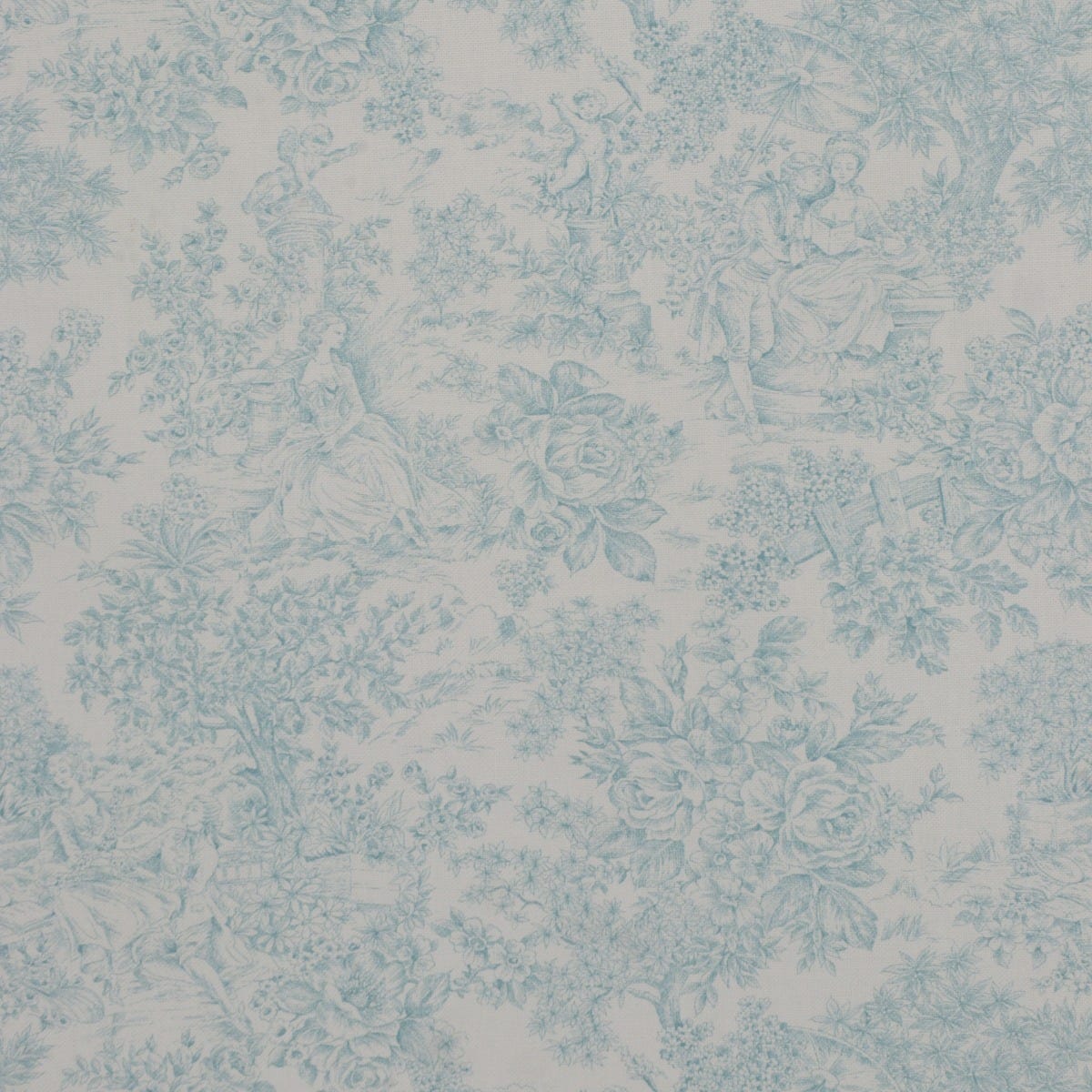 Vintage Toile Teal On White 140cm - Image 7