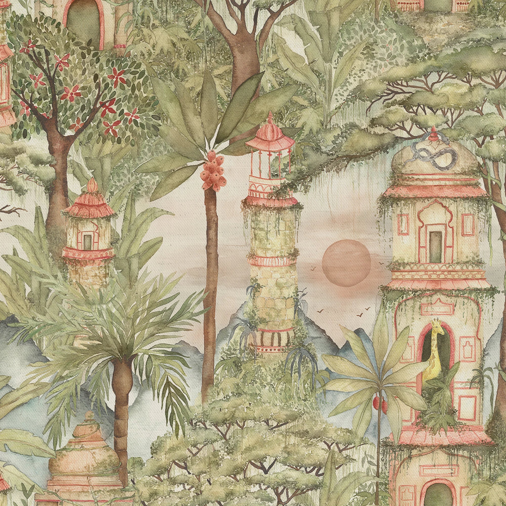 Voyage Eden Ruins Green Fabric - Image 2