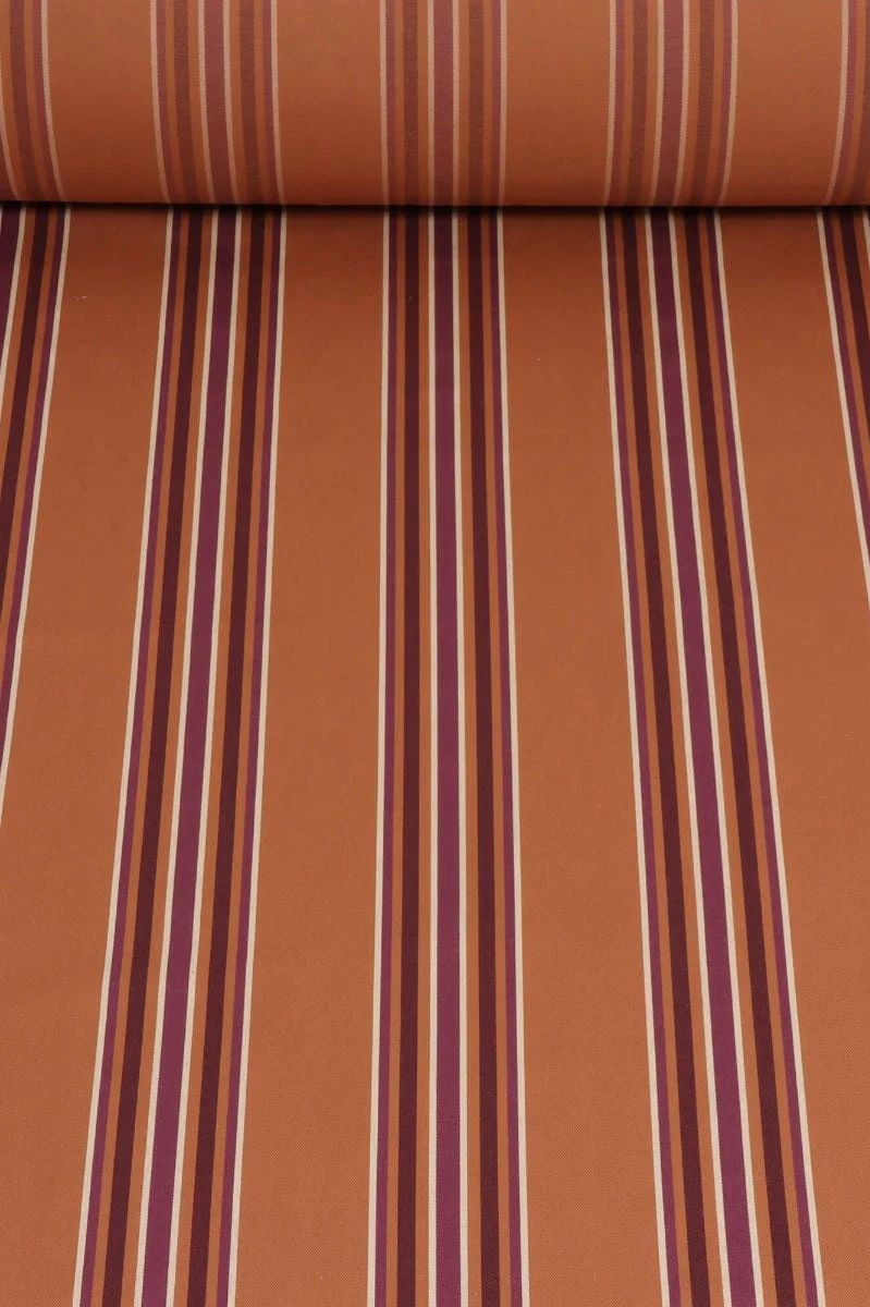 Clearance Warwick Rivale Terracotta Stripe Fabric - Image 2