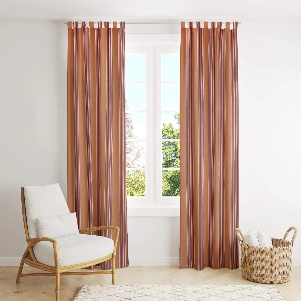 Clearance Warwick Rivale Terracotta Stripe Fabric - Image 3