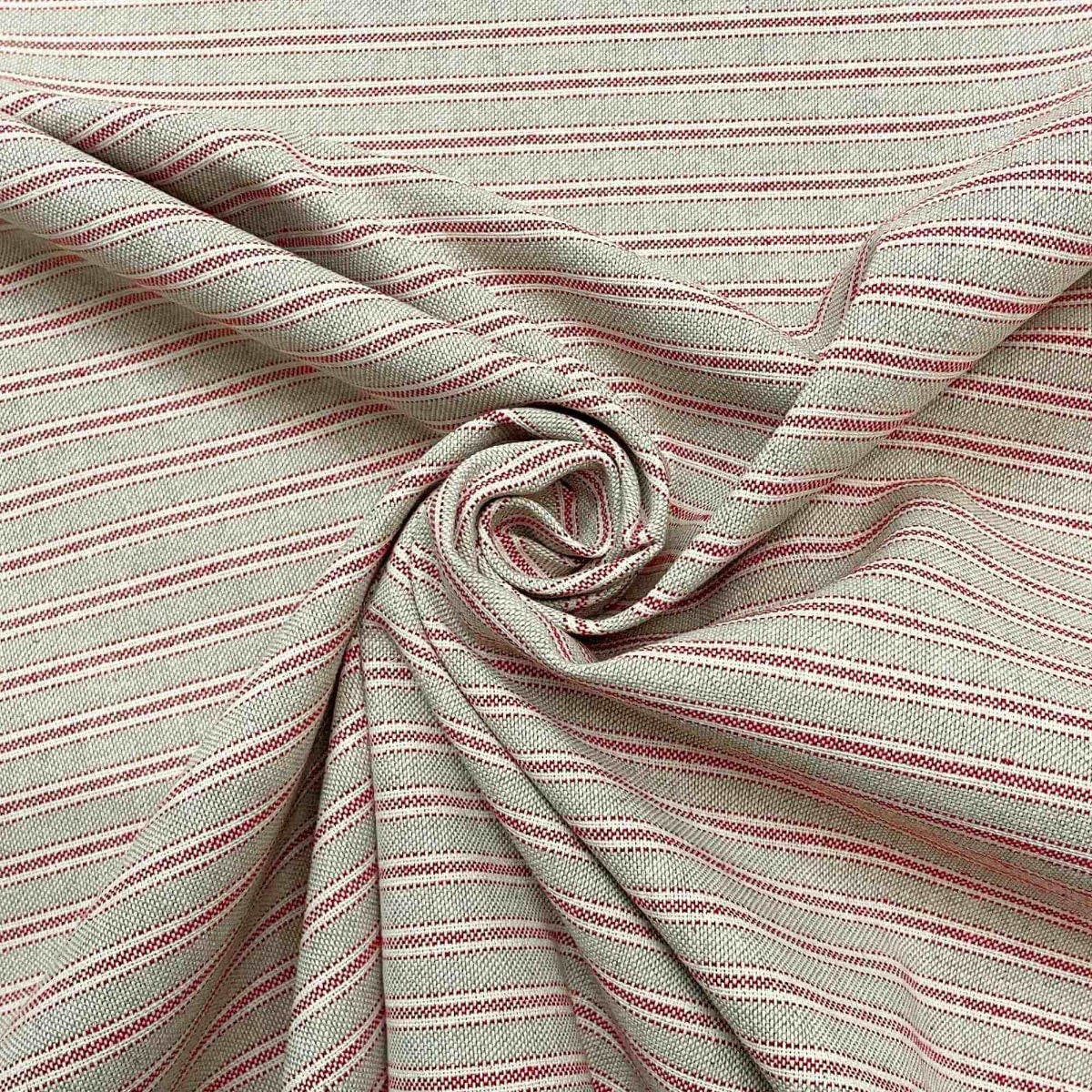 Yale Ticking Stripe Red Double Width Fabric - Image 3