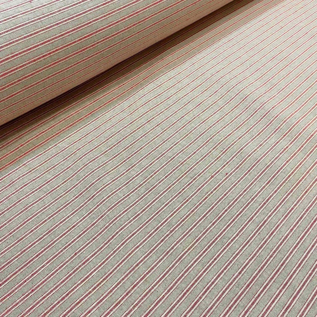Yale Ticking Stripe Red Double Width Fabric - Image 4